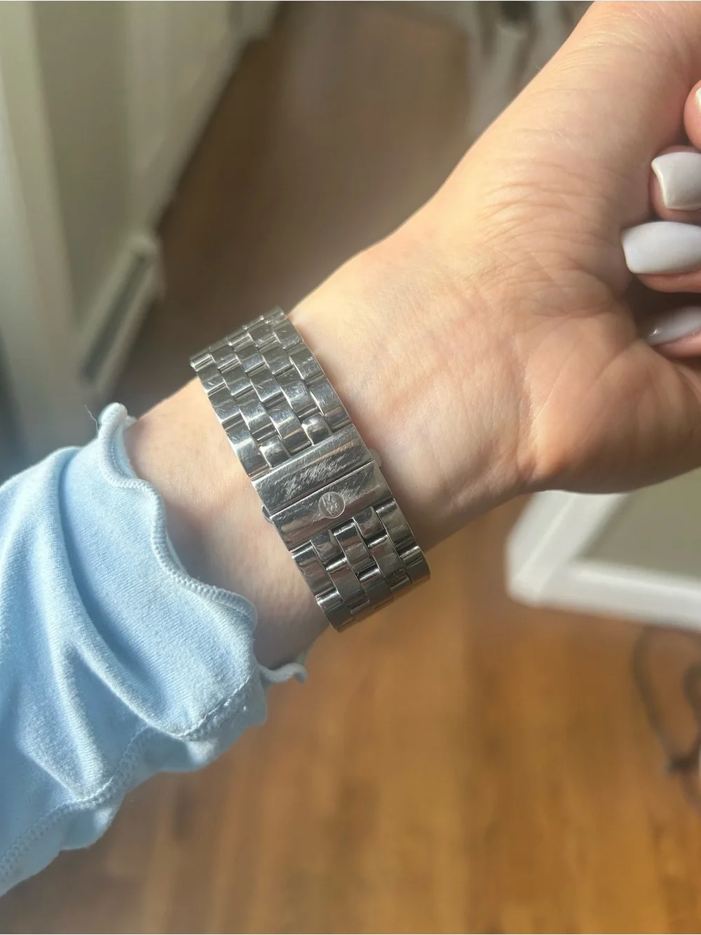 Michele Diamond Women’s Oversized Silver Stainless Steel Bracelet Watch